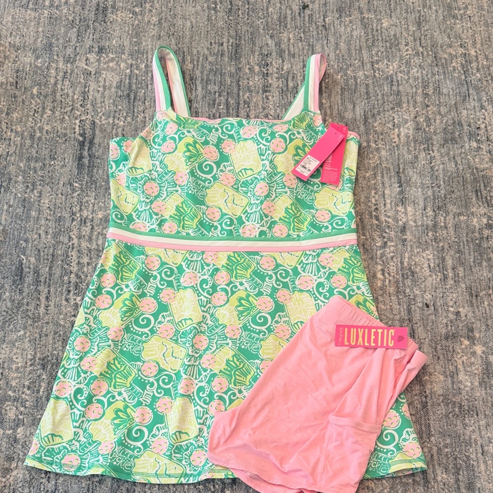Lilly Pulitzer Spearmint & Pink Print Deidra Dress (XL)